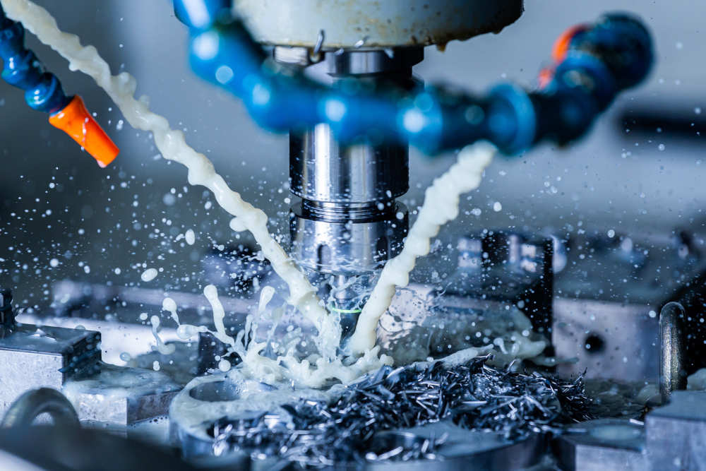 Vertical CNC milling in progress